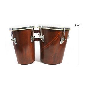 Professional Wooden Bongo Drum Bango Set Joint Body Dholak Natural Wood Brown
