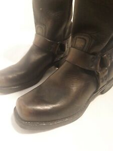 Men's FRYE Square Toe Harness Motorcycle Boots Brown Leather Size 10 M