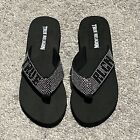 TRUE RELIGION Amayah Bling Black Flip Flops Slides Sandals Women's Size 10