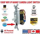 Hidden WIFI IP 1080P Camera AC Real Working Light Switch With Motion Detect!
