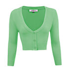 YEMAK Women's Cropped Bolero 3/4 Sleeve Button-Down Cardigan Sweater CO129(S-XL)