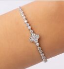Made With White Swarovski Crystals Stretch Bracelet Silver New