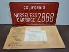 1965 California HORSELESS CARRIAGE mint in wrapper   License Plate Tag