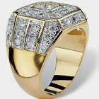 Fashion Men Gold Plated Zircon Rings Hip Hop Ring Party Jewelry Gift Size 7-12