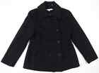 Kenneth Cole New York Black Wool Blend Womens Full Button Peacoat Jacket 14