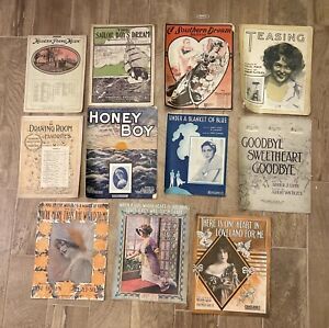 New ListingLot Of 11 Antique Sheet Music Dated 1904- 1933 Used And Show Wear