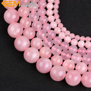 Pink Rose Quartz Natural Round Gemstone Loose Beads For Jewelry Making 15'' US