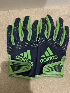 adidas adizero NFL Issued Gloves Receivers Neon Green/Navy  Size 2XL