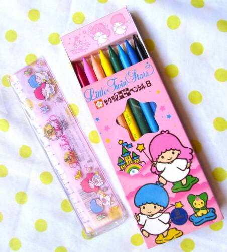 Ultra Rare Vintage Sanrio Little Twin Stars Stationery Set Includes 8 Colorful