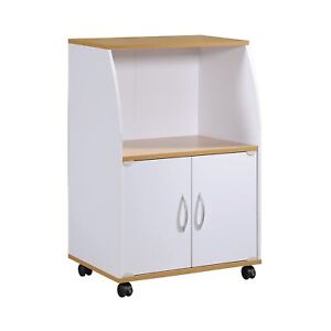 Mini Microwave Cart with Two Doors and Shelf for Storage, White
