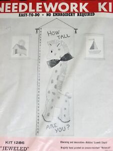 New ListingBucilla Jeweled Needlework Kit Child Growth Chart Giraffe 1286 Vintage Sealed