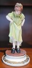 ITALY CERAMIC LADY GREEN DRESS FIGURINE LOOKING AT SHOES GREAT CONDITION