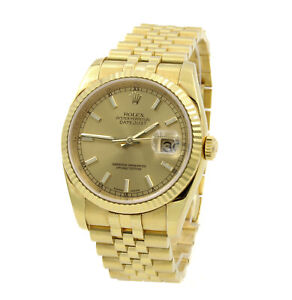 2004 Rolex Oyster Perpetual Datejust 18k Gold Watch 36mm Ref 116238 #W78500-1