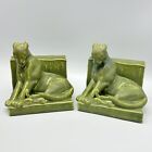 Rookwood Pottery Panther Bookends Matte Green MCM William P McDonald