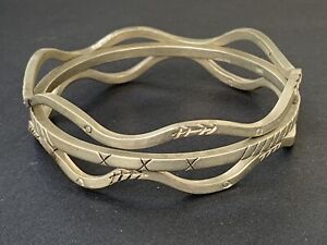 3pc Vintage Sterling Silver Etched Bangle Bracelets Made in Mexico 8