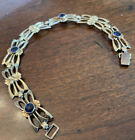 Symmetalic wRe Sterling 14k Bracelet with Florets and Dark Blue Glass Stones