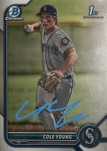 2022 Bowman Cole Young 1st Bowman Chrome Auto Signed GTP Mariners