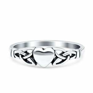 Heart Celtic Oxidized Band Solid 925 Sterling Silver Thumb Ring (5mm)