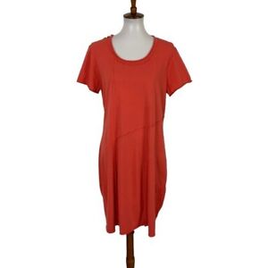 Fenini Women’s Dress Medium Coral Short Sleeve Cotton