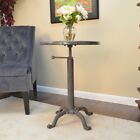 Farmhouse Side Table Round Industrial Adjustable Country Metal End Vintage Style