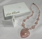 Lee Sands Pink Quartz Heart Pendant Necklace Graduated Beads