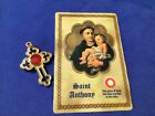 Rare St ANTHONY Relic Cross with Relic Card Gold Plate Italy Saint of Miracles