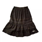 Vintage French Designer Eliane et Lena Black Tiered Skirt Contrast Stitching S 8