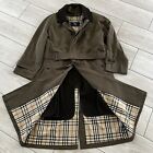 Men's BURBERRY Nova Check Removable Wool Lined Olive Green Trench Coat Sz 44R