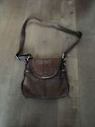 FOSSIL Fifty Four Leather Purse Hobo Shoulder Hand Bag Beige Womens Small