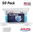 Amlife 50 Pack Disposable Face Mask 3-Ply Filter Masks Made in USA Import Fabric