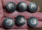6 Old Native American Navajo Sterling Silver Button Covers LOT