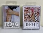 INKED2 Temporary Tattoos Hand Drawn Designs. 15 per Pack. Lot of 2 , Unopened