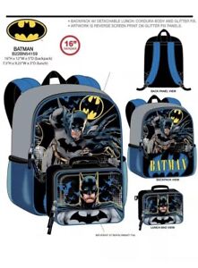 Batman Boys School Backpack Book bag Lunch Box SET DC Comic Superheroes Toy Gift