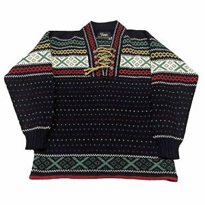 Vintage Figgjo Knit Sweater Mens L Celtic Pattern Norway Wool Fair Isle Tunic