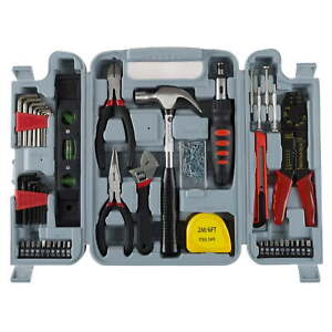 130 Piece Home Tool Kit Household Hand Tool Set w/ Storage Case