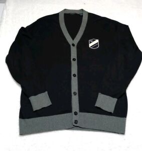 Vtg Sean John Mens Cardigan Size 2XL Black Gray Button Down Sweater Logo Patch