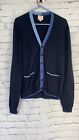 NEW Brooks Brothers Men Navy Blue Cardigan Button Up Cotton Wool Pockets Large