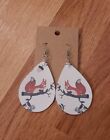 Womens Light Weight Faux Leather Dangle Earrings Squirrel Print