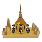 Erzgebirge Germany Wooden Miniature Church Carolers Tree Candle 2 Candle Holder