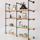 Industrial Pipe Shelves 4-Tier Wall Mount Iron Pipe Shelves 3 PCS Pipe Bookshelf