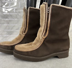 Yodelers Boots Womens Size 9 Double Zip Up Brown Suede Leather Winter Boots