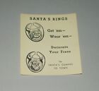 1960S - 1970S SANTA'S RINGS GUMBALL TOY CHARM MACHINE PAPER WINDOW LABEL