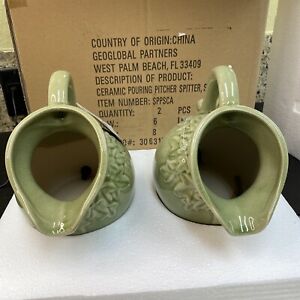 2 Pack POND BOSS Sage Green Water Spitters, Ceramic Pouring Urn-Item # SPPSCA