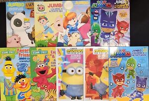 Assorted Coloring Books (9) Featuring Minions Cocomelon Sesame Street PJ Masks +