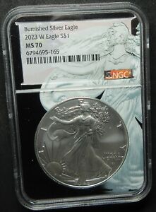 New Listing2023-W BURNISHED AMERICAN EAGLE 1 OUNCE .999 FINE SILVER DOLLAR COIN NGC MS 70