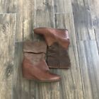 Cougar Lorraine Brown Leather Wedge Winter Boots Size 10 Waterproof