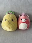 Squishmallows Maui Pineapple Fruit 8 inch Plush Toy - Yellow 7” Angelie 2 Set