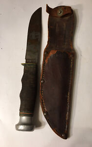 Vintage Signed Ka-Bar Kabar Union Cutlery Fixed Blade Hunting 9 