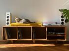 HiFi Stereo Cabinet Credenza Bench Vintage Receiver Mid Century Modern LP Shelf