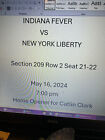 New ListingWNBA Indiana Fever vs New York Liberty 5/16/2024, Section 209, row 2 seats 21-22